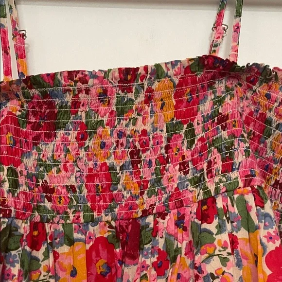 Natural Life Colorful Floral Smocked Dress Convertible Skirt, 100% Cotton Large - Picture 2 of 5